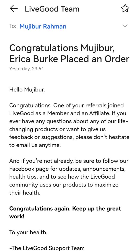 Erica Burke Joined My LiveGood Team